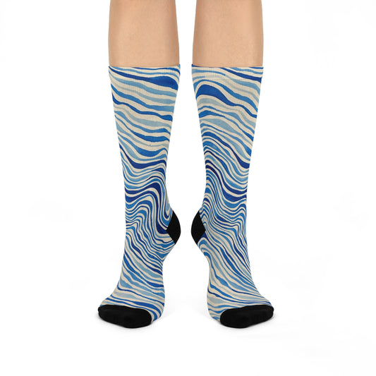 Ocean+Waves Crew Socks — Cushioned Artistic Patterned Socks