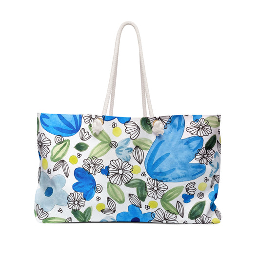 Blossom+Blue Travel Bag Blue Flower Blossom Weekender Bag