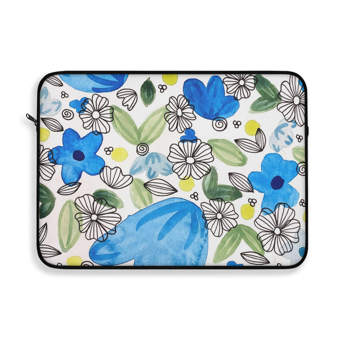Blossom+Blue Laptop Sleeve — Floral Watercolor Art Print Laptop Sleeve