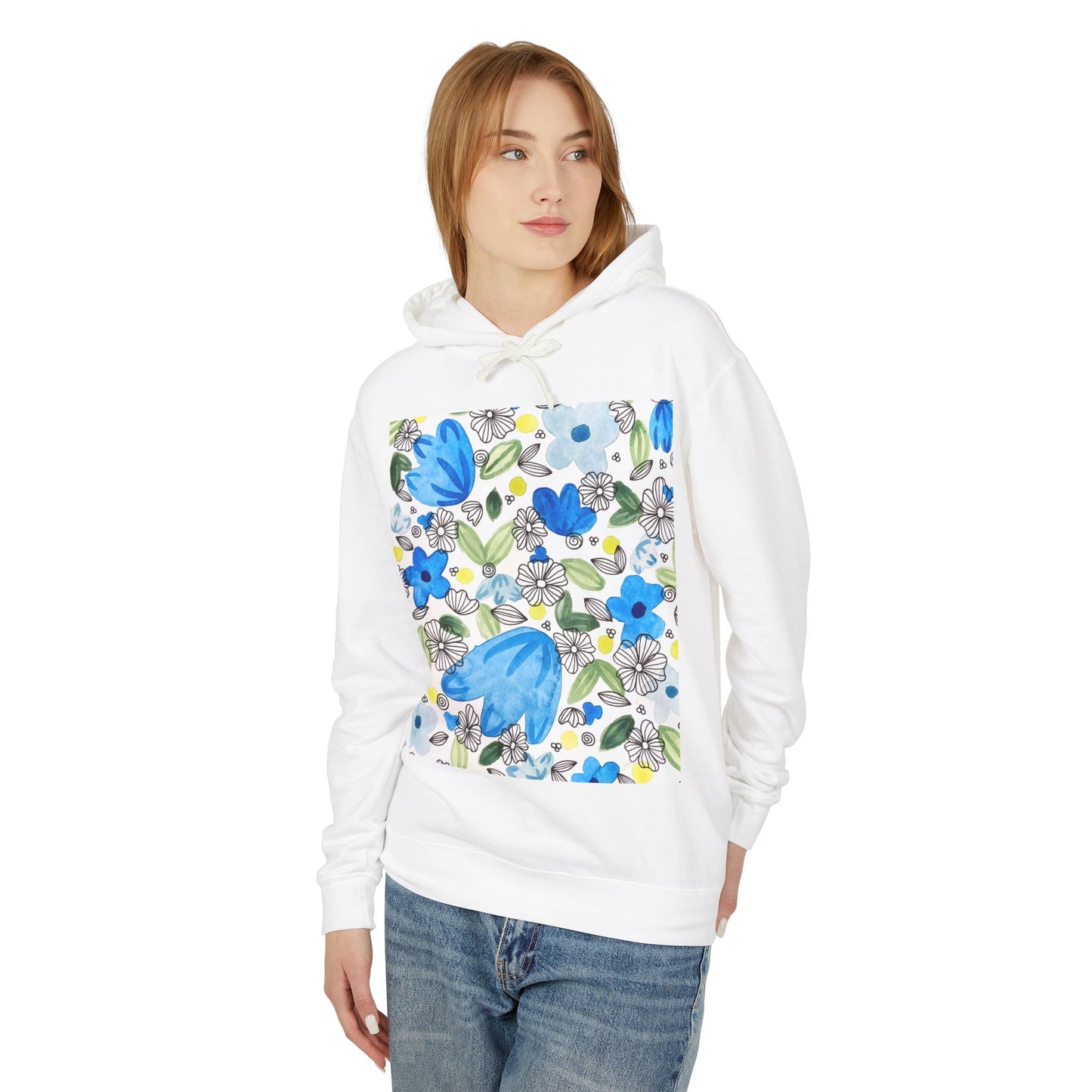 Blossom+Blue Travel Hoodie — Floral Watercolor Travel Hoodie