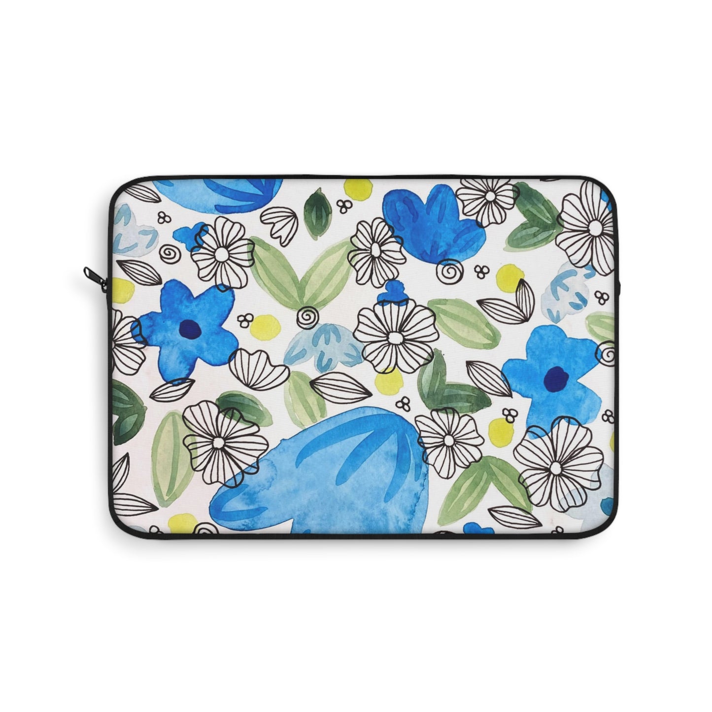 Blossom+Blue Laptop Sleeve — Floral Watercolor Art Print Laptop Sleeve