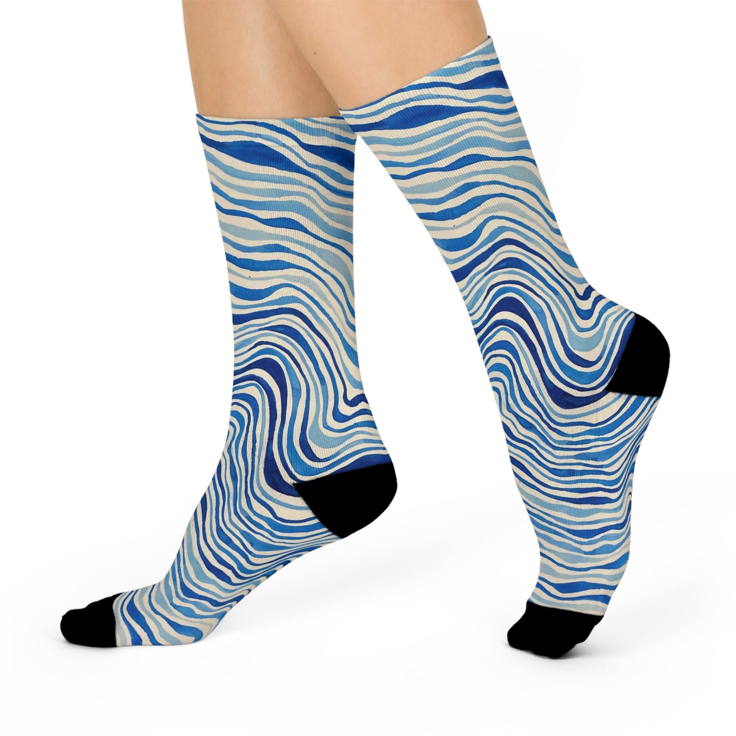 Ocean+Waves Crew Socks — Cushioned Artistic Patterned Socks