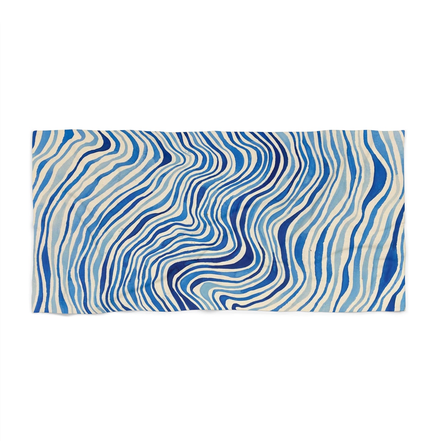 Ocean+Waves Beach Towel — Blue Wave Abstract Stripe Towel