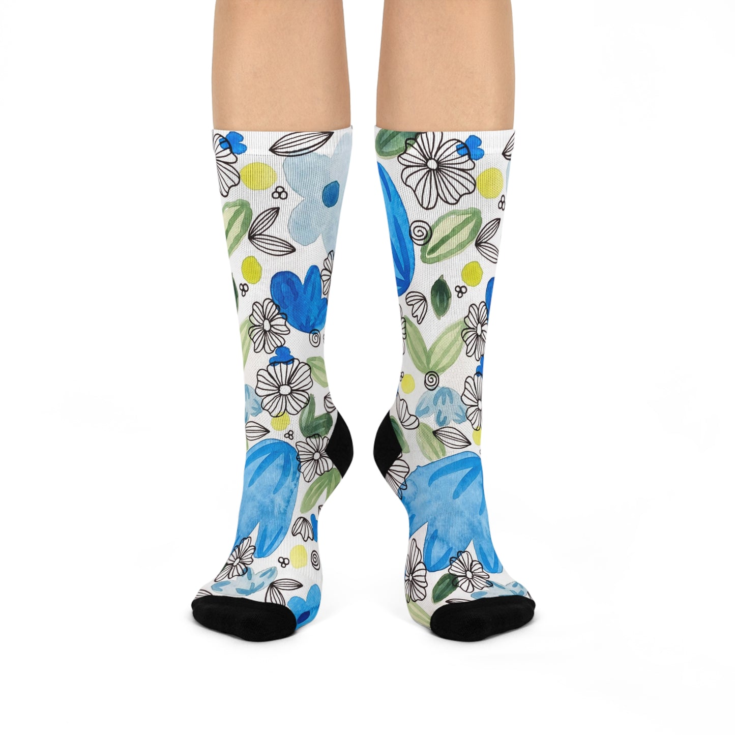 Exclusive Blossom+Blue artwork transforms premium socks into a statement piece that peeks out from sneakers, boots, or loafers with artistic confidence. These fun socks are perfect for adding a pop of personality to any outfit. The vibrant colors and all-over print design make them a great statement piece. Whether worn casually or for active wear, these cushioned crew socks will keep you comfortable and stylish all day long. Ideal for both men and women, these socks are a must-have for anyone looking to add