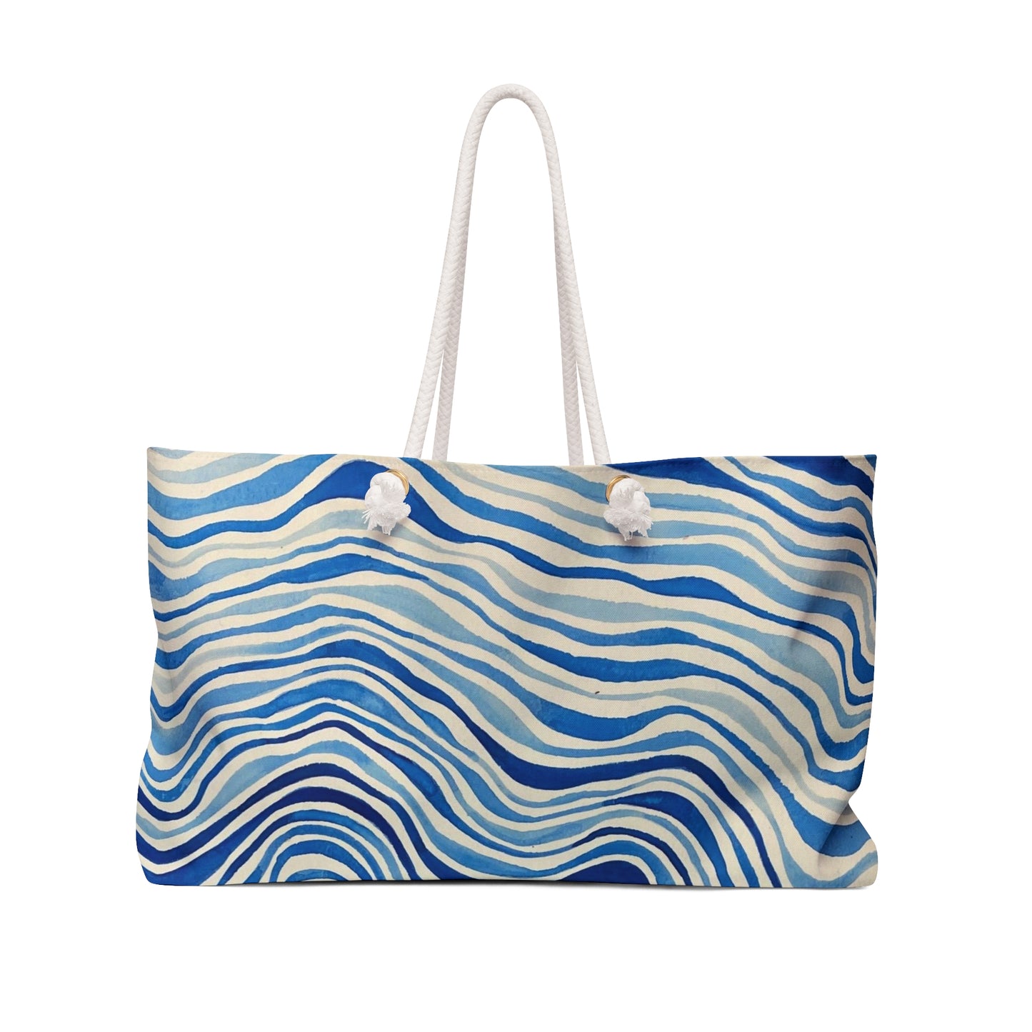 This Weekender Bag features a design inspired by the summer sea with beach waves and ocean themes, giving off a light and fun vibe. Exclusive Ocean+Waves design celebrates water in motion—each crest and curl rendered in striking detail on a weekender that's equal parts art and utility.Perfect for a weekend getaway or trip to the beach, this bag is relevant to those who love the ocean and summer vacations.