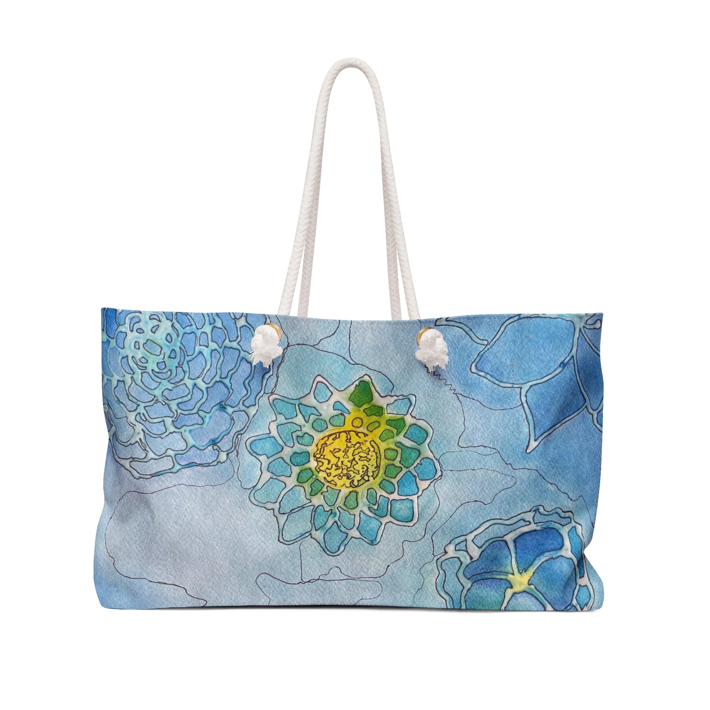 Pack for the spa, the coast, or the city—Water+Color brings gallery-worthy aesthetics and effortless sophistication to every journey. Our oversized Weekender Tote is perfect for your weekend at the beach or in town. The wide-mouthed, durable bag holds a generous amount of personal items and is easily held by its thick rope handles.